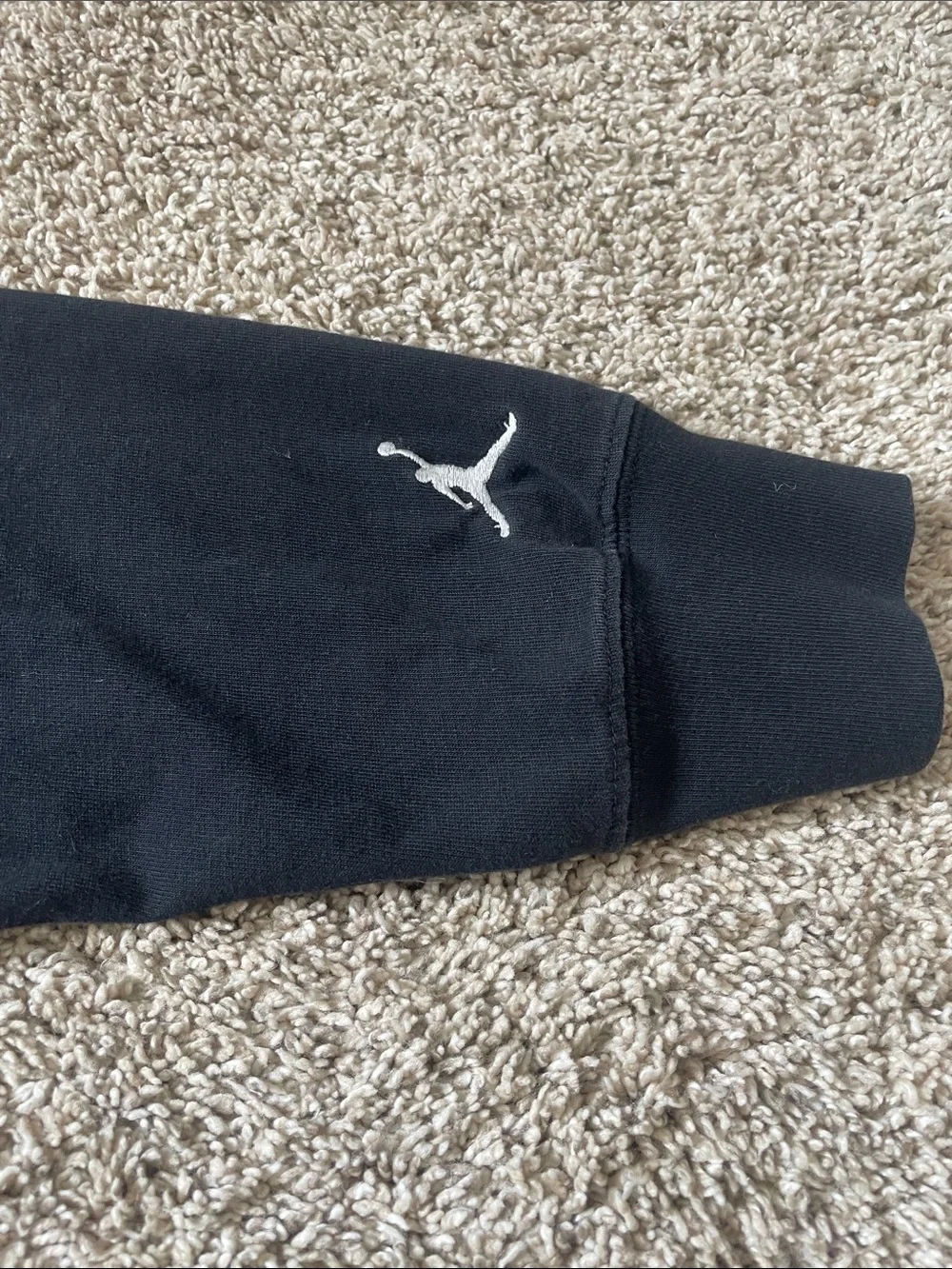 Jordan Long Sleeve Pocket Tee in Black with White Logo